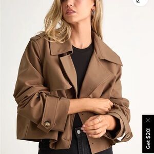 Lulus Donley Light Brown Double-breasted Cropped Trench Coat - Size S